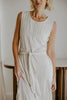 Striped Linen Dress with Smocked Back - Oat