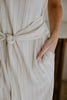 Striped Linen Dress with Smocked Back - Oat