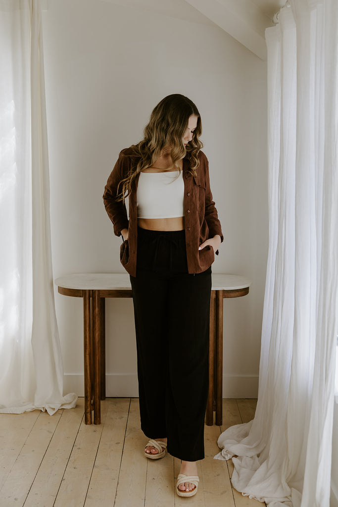 Classic Linen Button Up - Chocolate