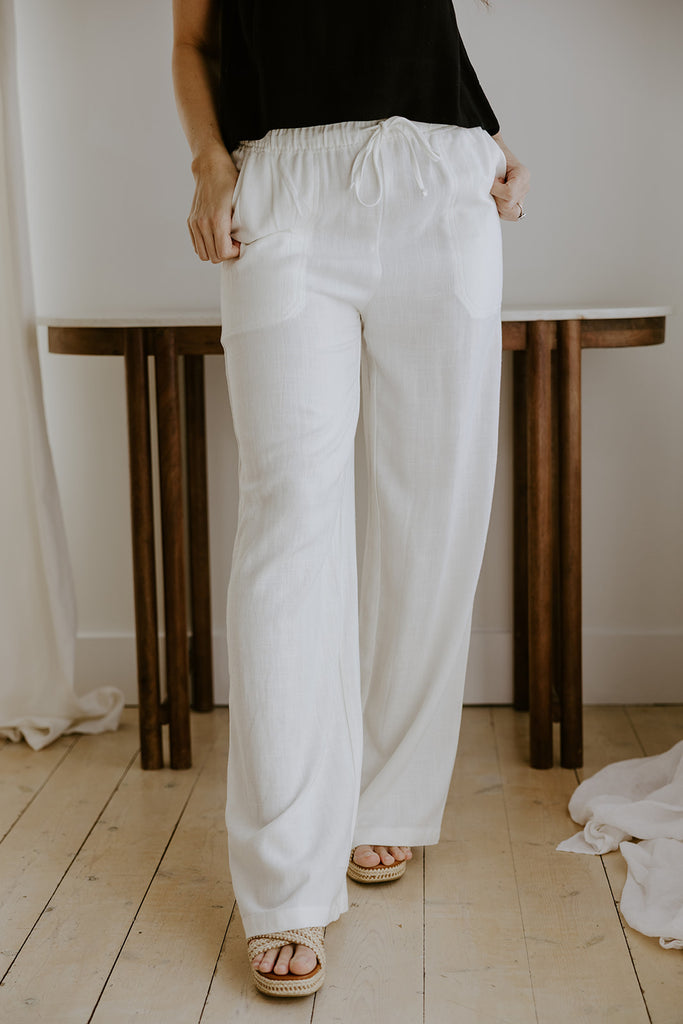 Linen Pant With Straight Leg - White