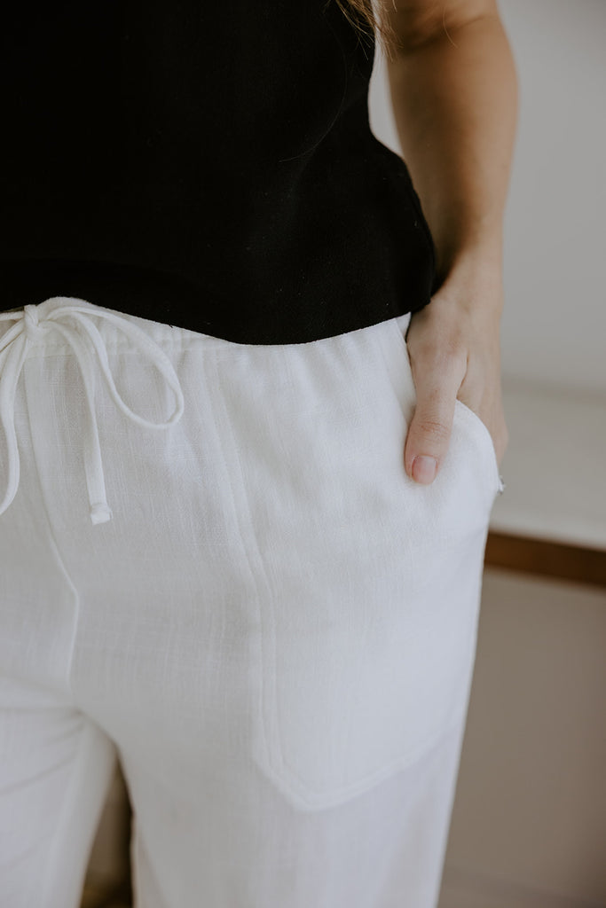 Linen Pant With Straight Leg - White