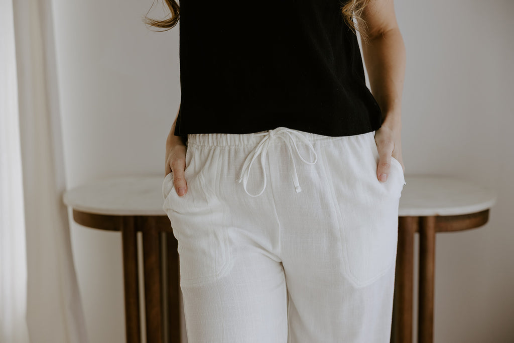 Linen Pant With Straight Leg - White
