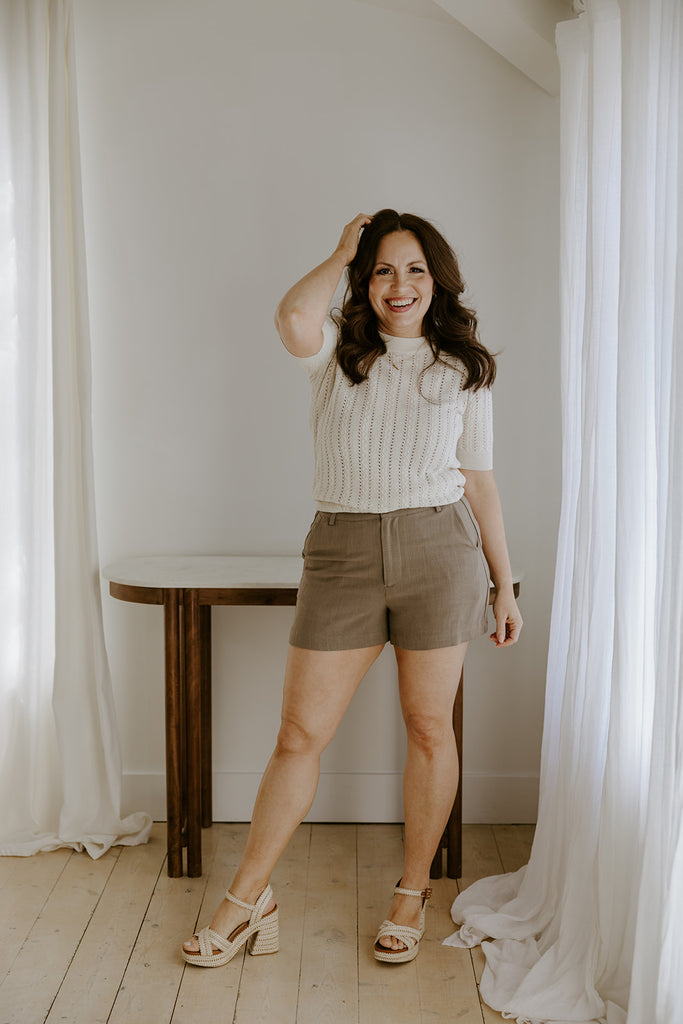 Linen Shorts with Pocket - Khaki