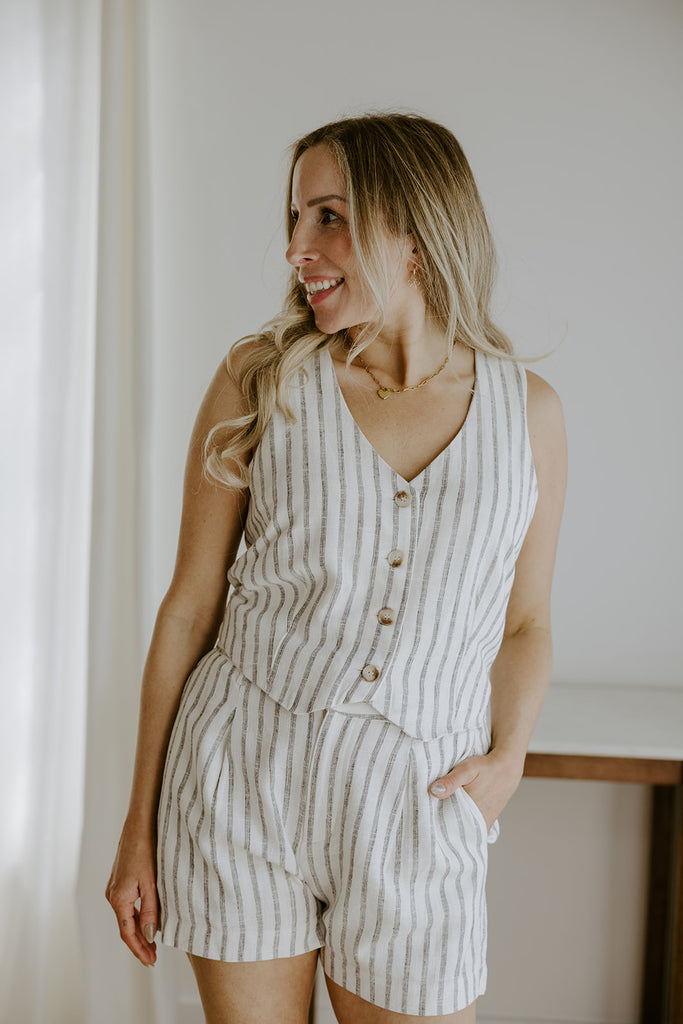 Striped Summer Vest - Cream