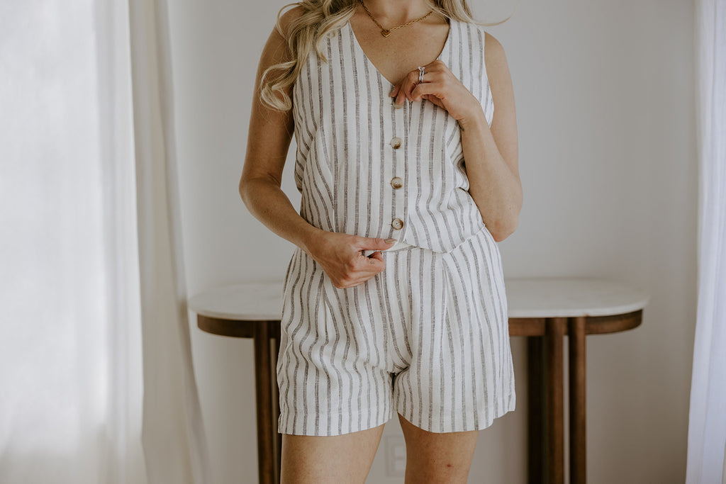 Striped Summer Vest - Cream