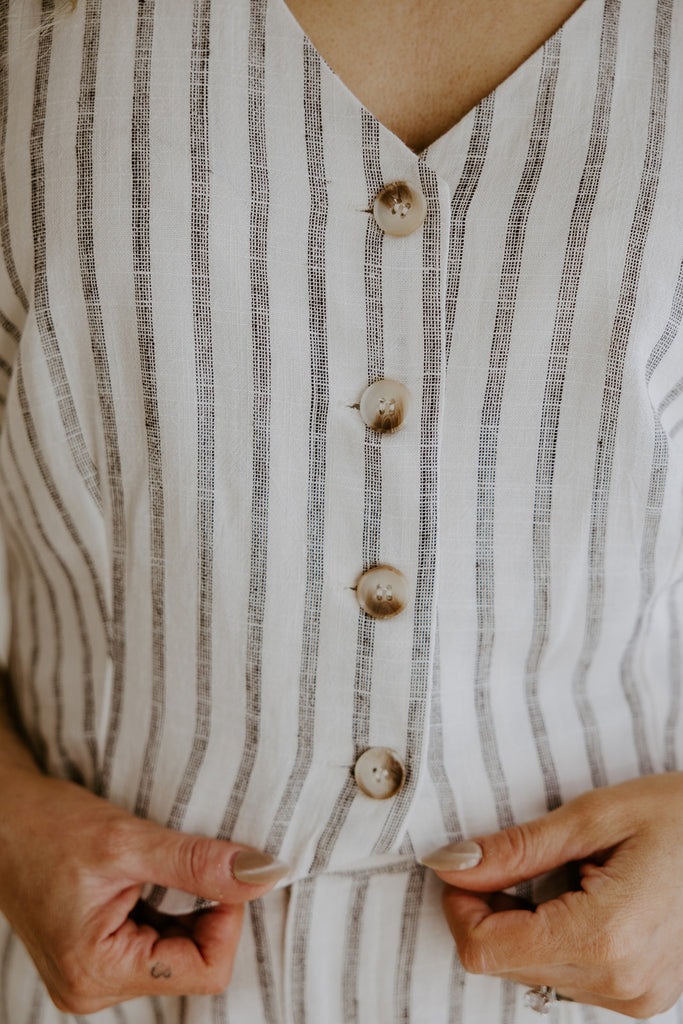 Striped Summer Vest - Cream