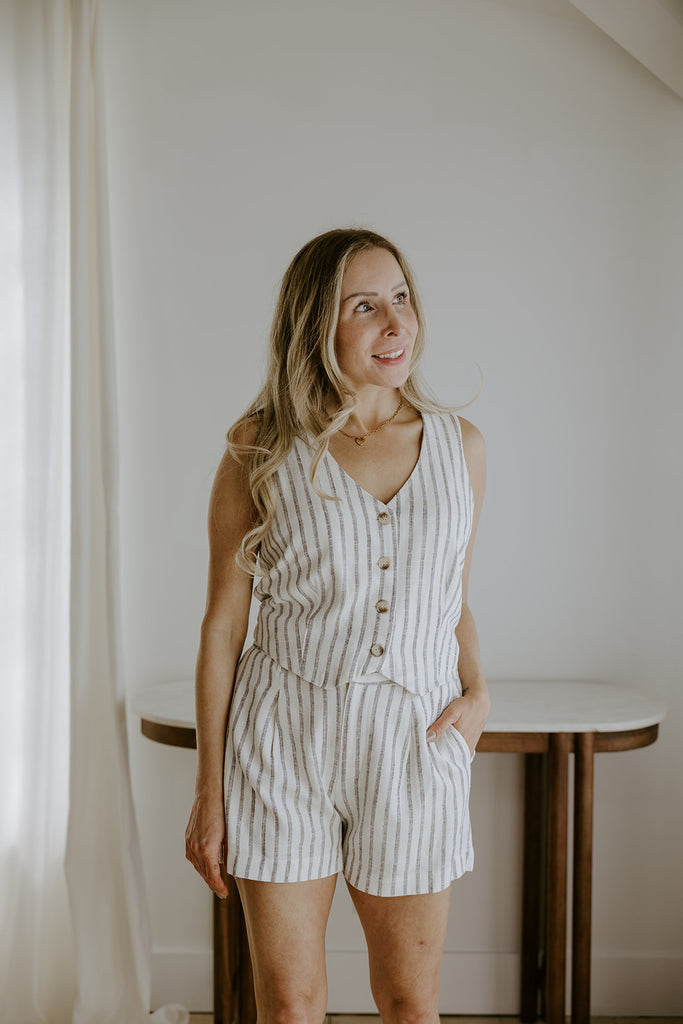 Striped Summer Vest - Cream
