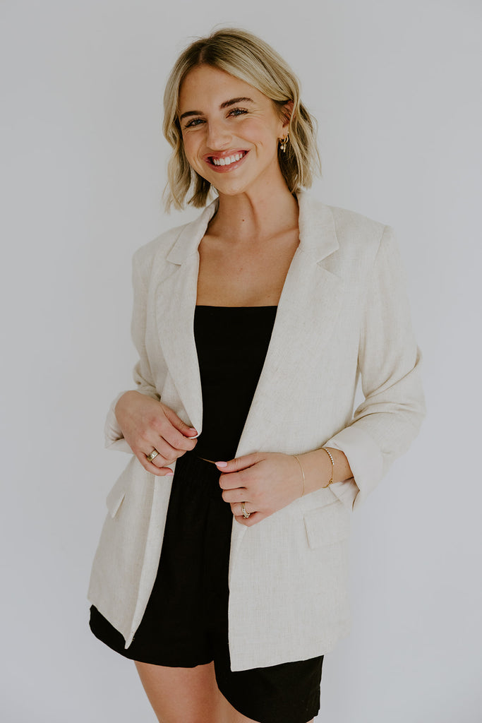 The Elevated Linen Blazer - Oatmeal