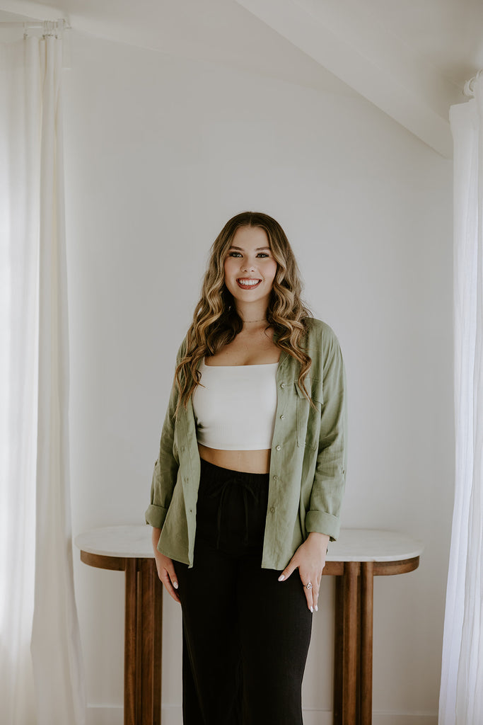 Classic Linen Button up - Olive