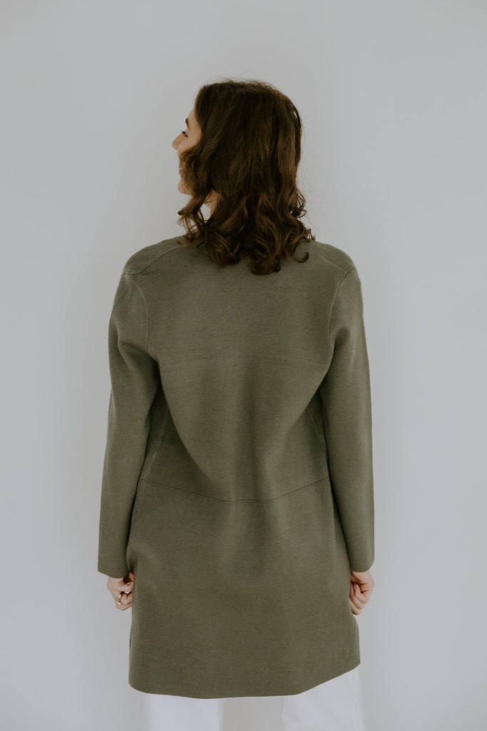 Open Cardigan with Pockets - Olive