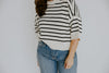 Black Boxy Striped Knit Sweater
