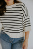 Black Boxy Striped Knit Sweater