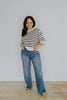 Black Boxy Striped Knit Sweater