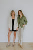 Striped Relaxed Linen Pant - Olive