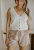 Striped Linen Short with Pocket - Brown