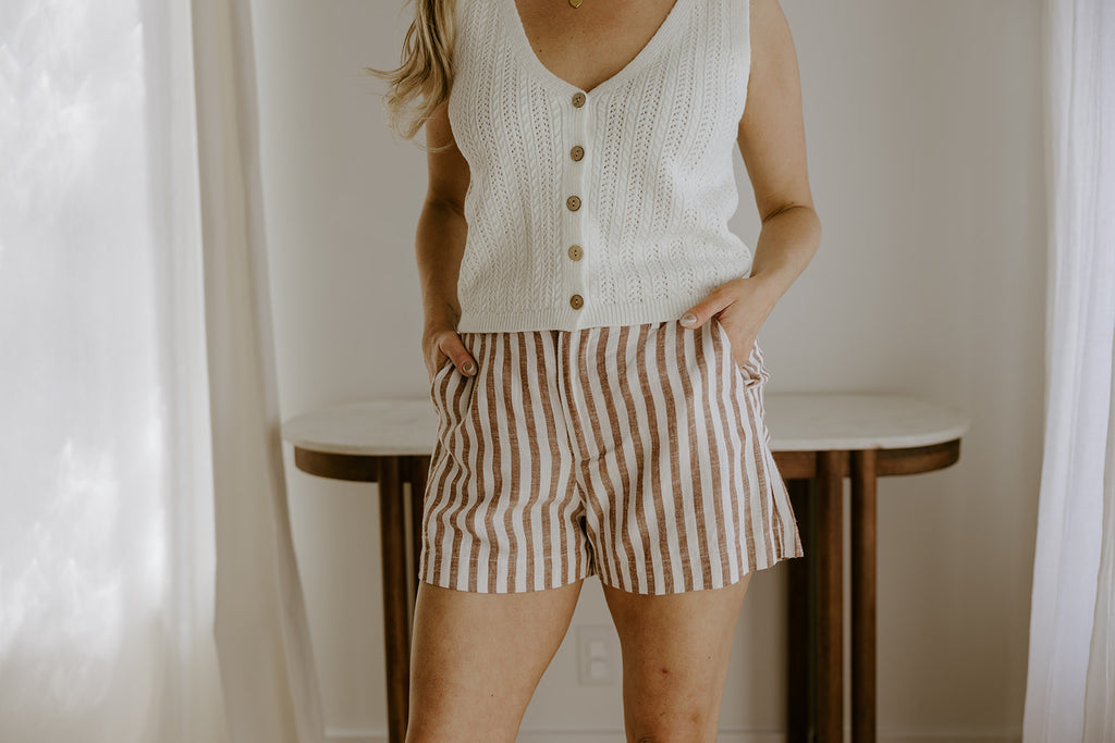 Knit Front Button Vest - Off White