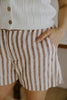 Striped Linen Short with Pocket - Brown