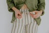 Striped Relaxed Linen Pant - Olive