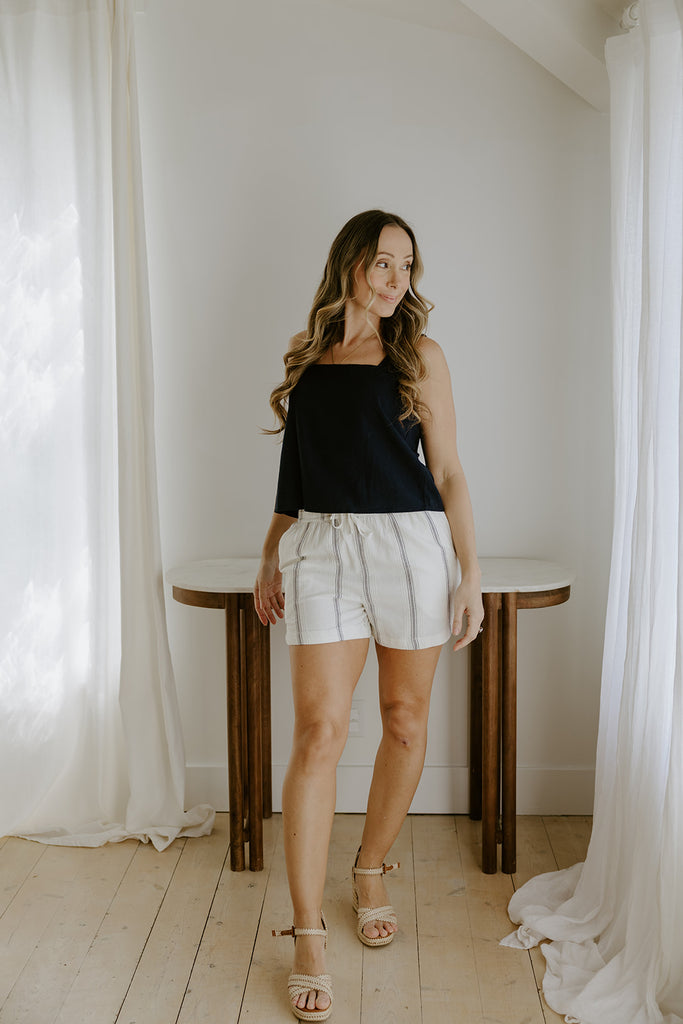 Navy Multi Stripe Short