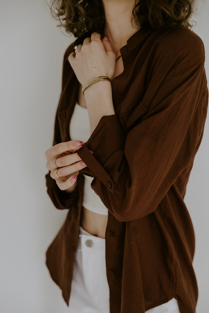 Classic Linen Button Up - Chocolate