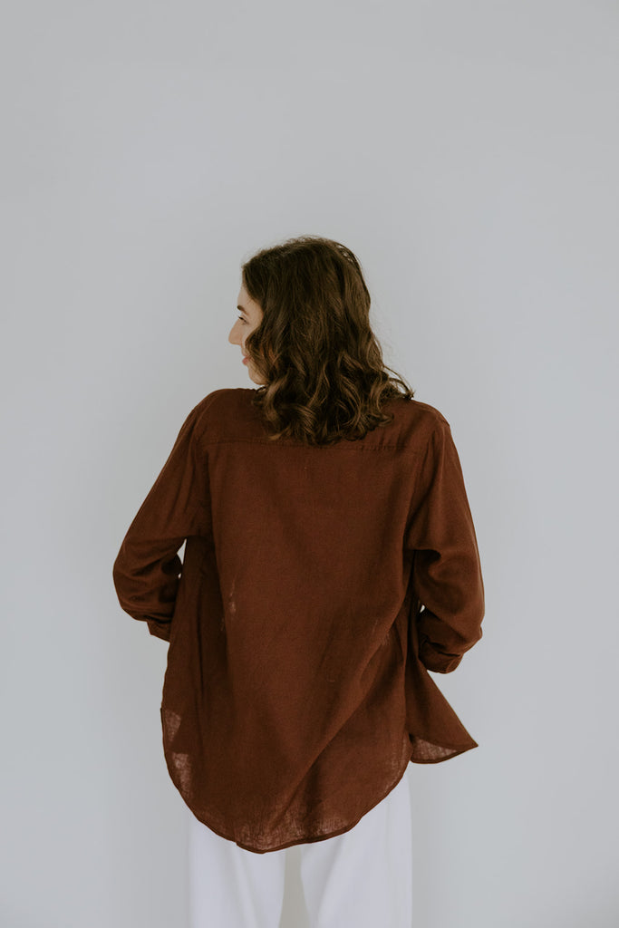 Classic Linen Button Up - Chocolate
