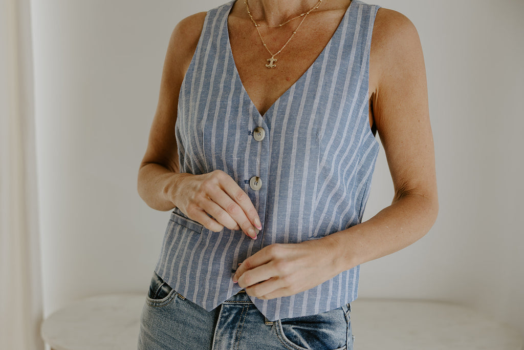 Striped Summer Vest - Blue