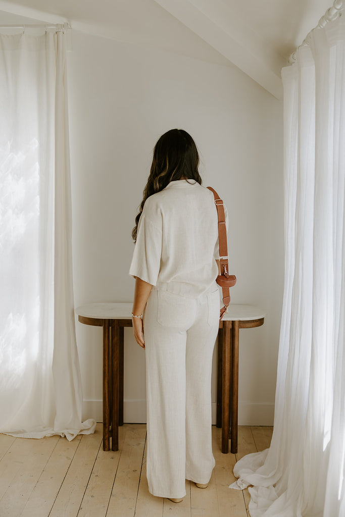 Linen Pant With Straight Leg - Oat