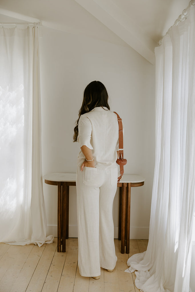 Linen Pant With Straight Leg - Oat