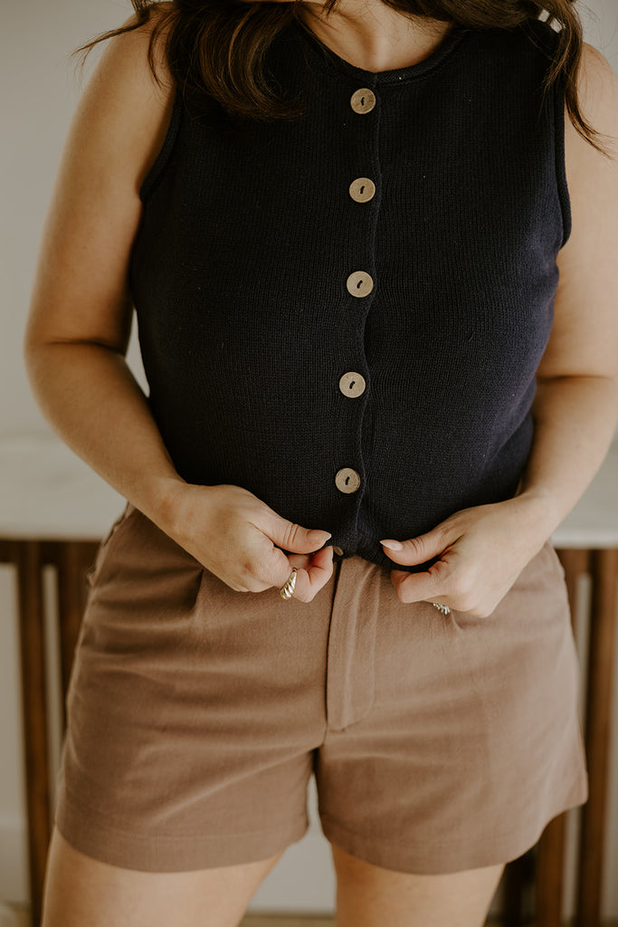 Linen Shorts With Pockets - Cocoa
