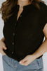 Knit Button Down Vest - Black