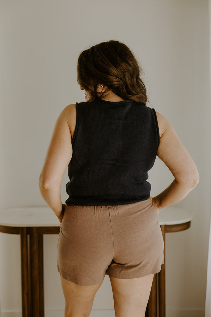 Linen Shorts With Pockets - Cocoa