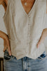 Thin Stripe Vest - Khaki and White