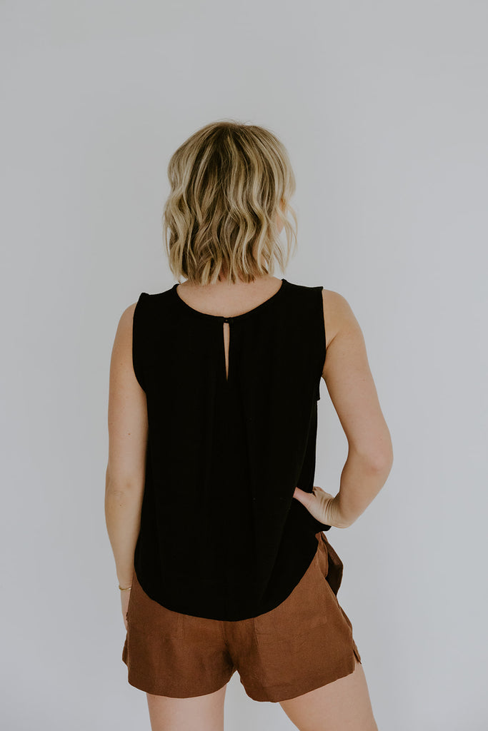 Flowy Linen Tank - Black