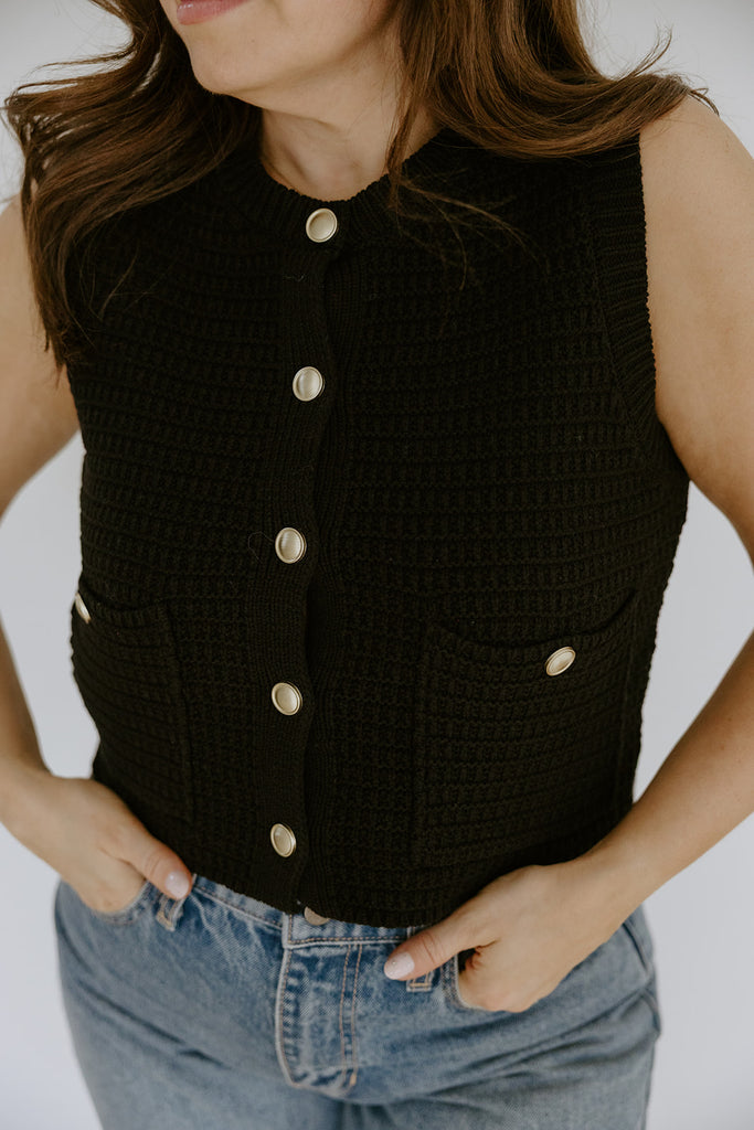 Sleeveless Knit Vest - Black