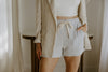 Striped Shorts with Drawstring - Denim Blue