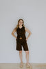 Linen Vest and Shorts Set - Brown