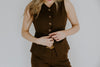 The Elevated Linen Vest - Brown