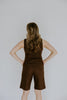 Linen Vest and Shorts Set - Brown