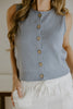 Rolled Hem Sleeveless Vest - Blue