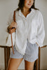 Linen Shirt with Cargo Pocket - White