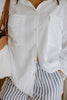 Linen Shirt with Cargo Pocket - White