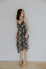 Printed Faux Wrap Midi - Black