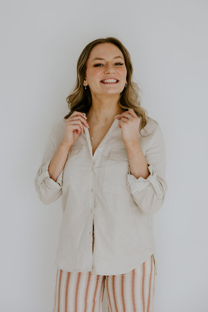 Classic Linen Button Up - Natural