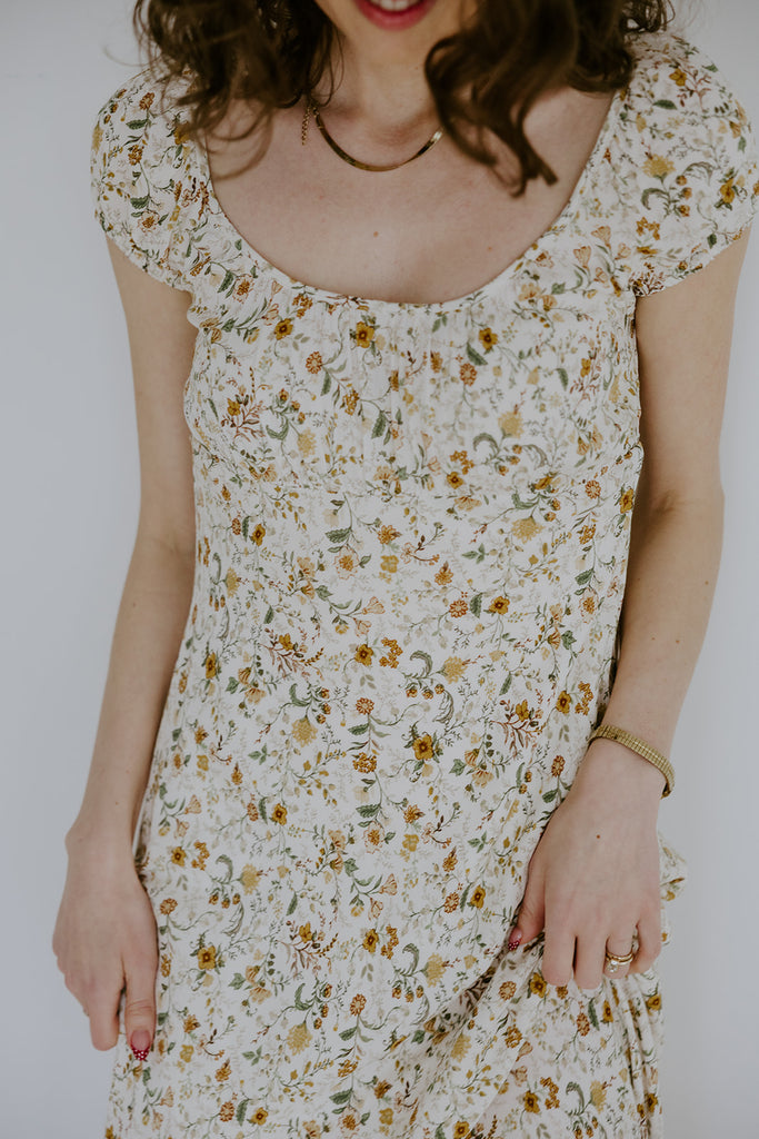 Floral Midi Dress - Yellow