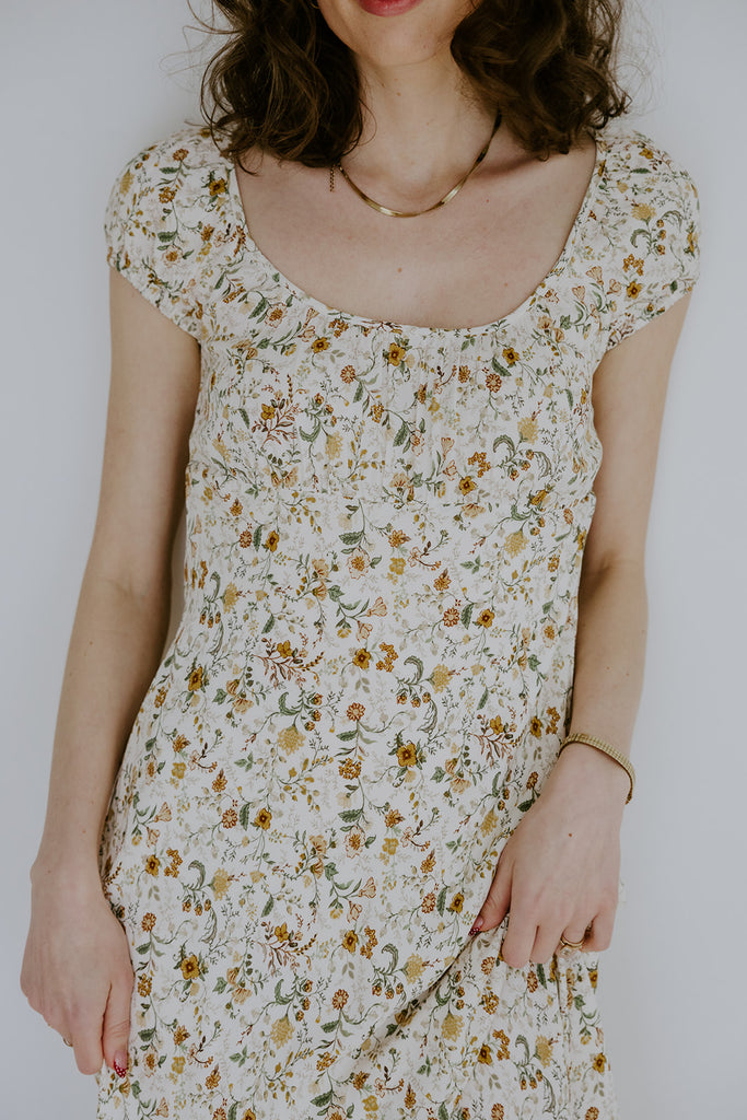 Floral Midi Dress - Yellow