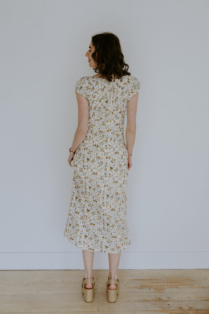 Floral Midi Dress - Yellow