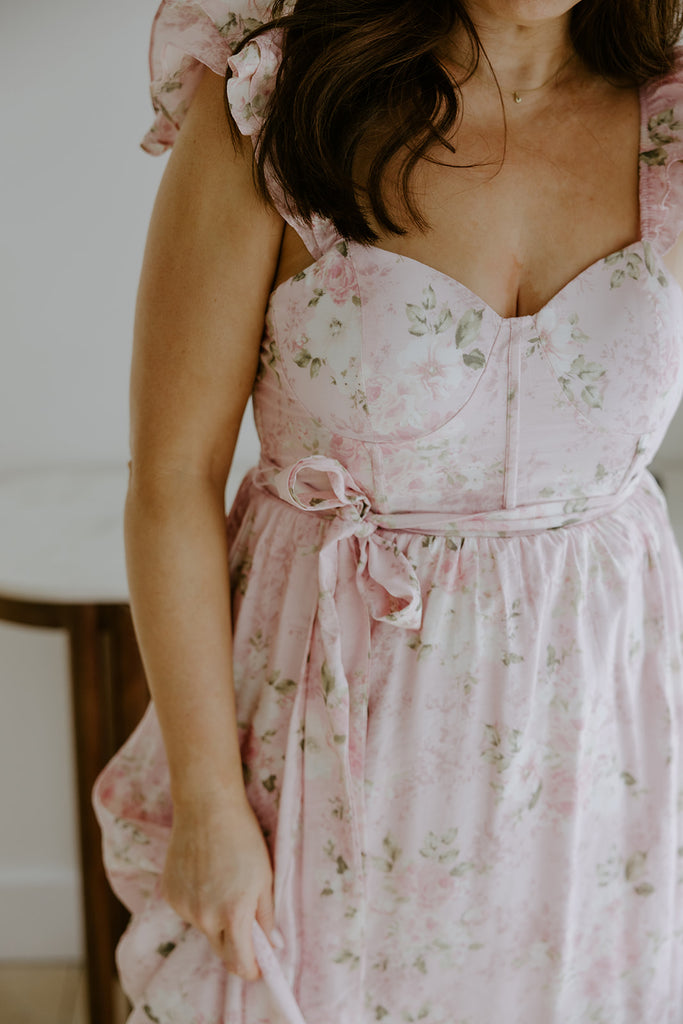 Corset Floral Dress - Pink