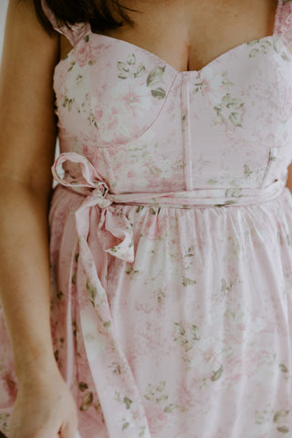 Maxi Floral Dress - Blush Rose