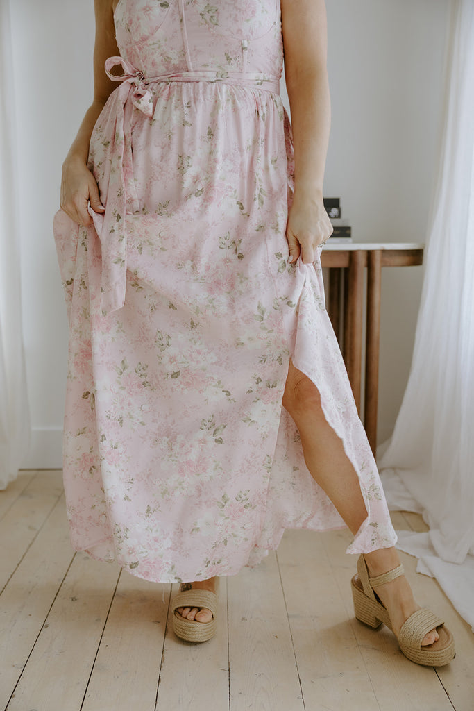 Corset Floral Dress - Pink