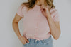Scalloped Short Sleeve Cardi - Pink